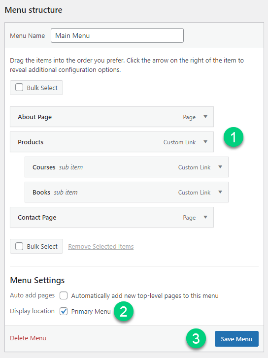 Wordpress Navigation Menu