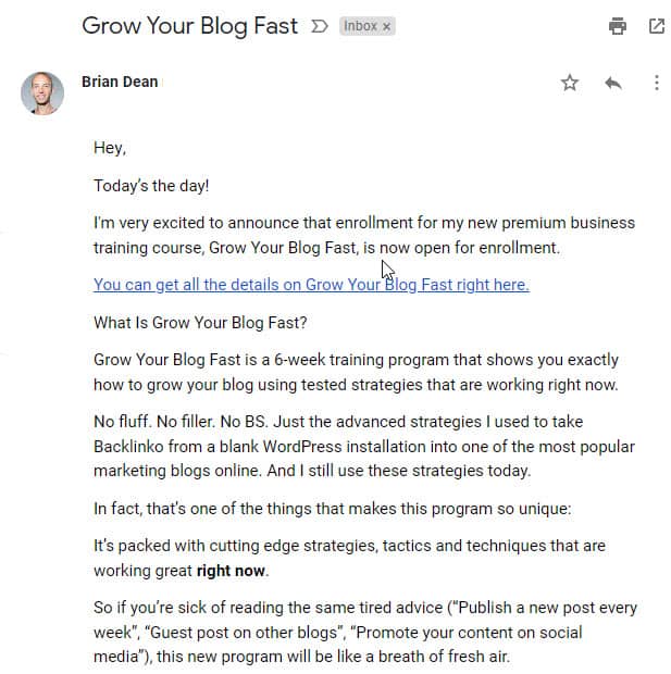 Brian Dean Product Launch Emails