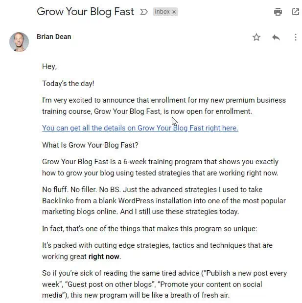 Brian Dean Product Launch Emails
