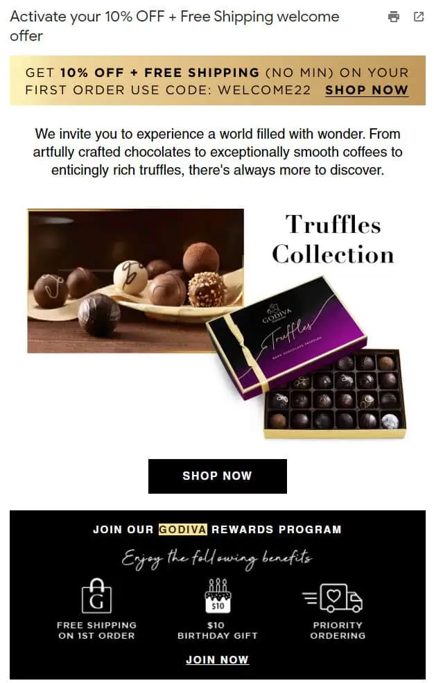 Godiva Ecommerce Email Example Of Html Email