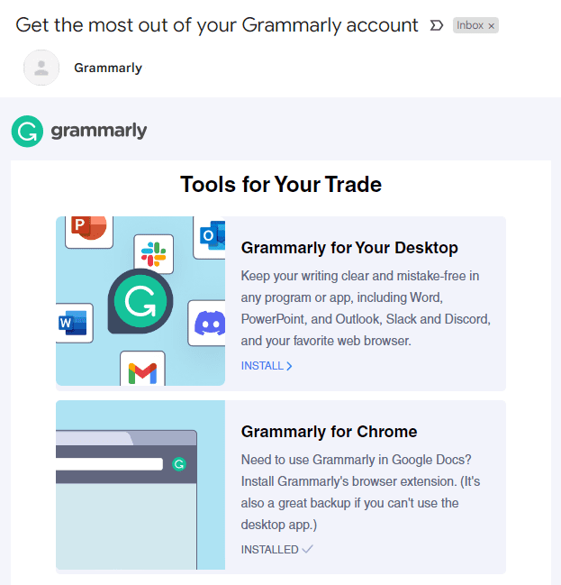 Grammarly Newsletter Email