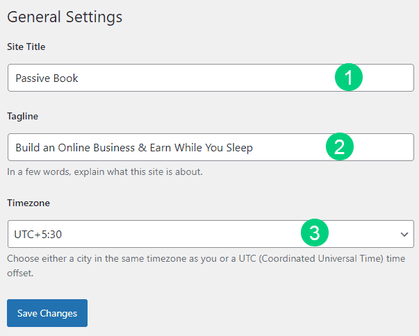 Wordpress General Settings