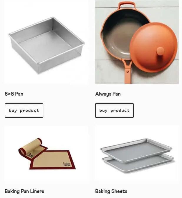 Food Blog Physical Products Example