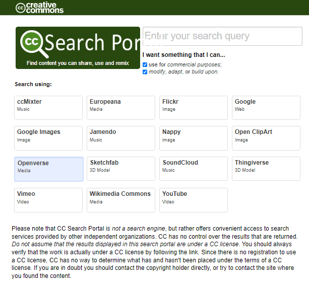 Creative Commons Search Portal