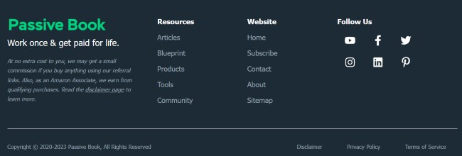 Passivebook Footer Example