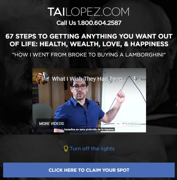 Tai Lopez Vsl Page