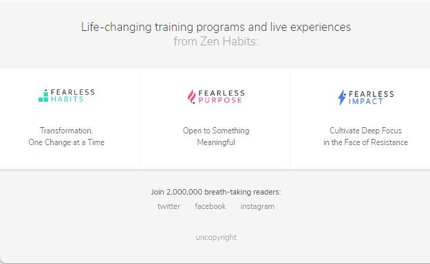 Zen Habits Footer Courses