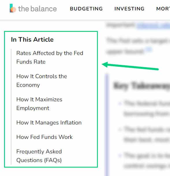 Table Of Contents Sidebar Widget