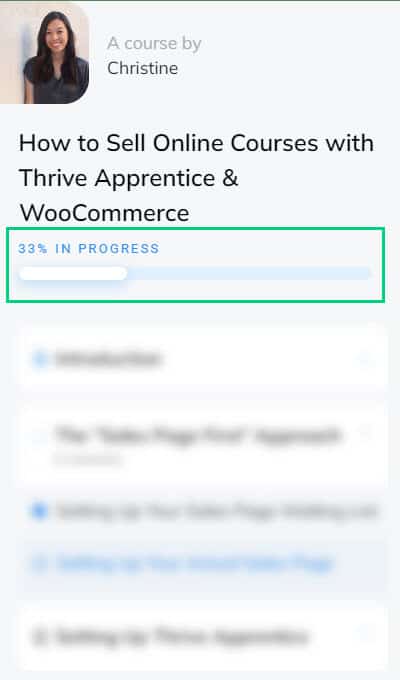 Thrive Apprentice Sidebar Course Progress