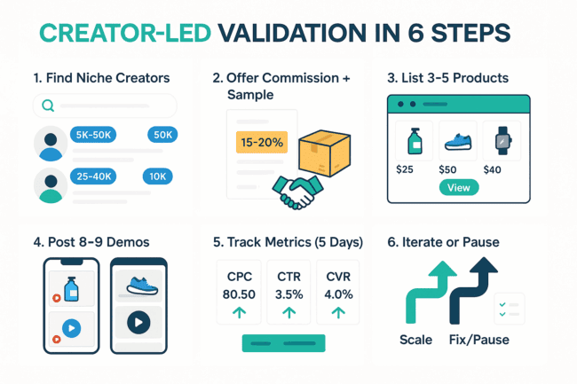Dropshipping Creator Led Validation in 6 Steps